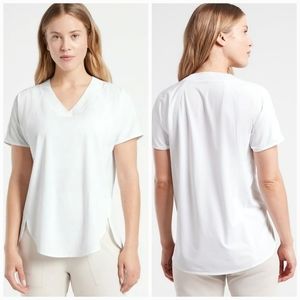 Athleta Zephyr V Neck Tee Bright White sz S (fits M) NWOT